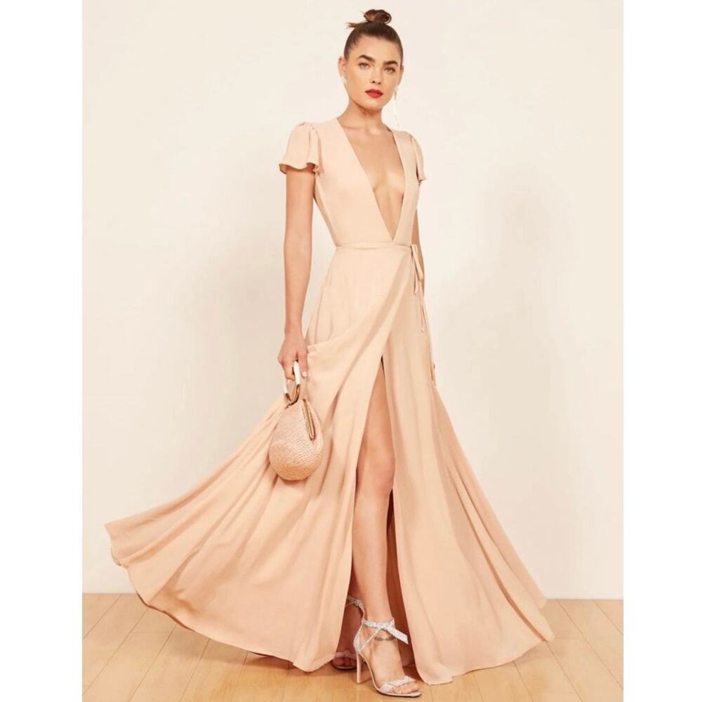 Reformation Rosey Dress in Champagne Formal Gown Prom Wedding Small - Picture 5 of 11